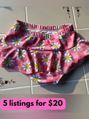 Pink Daisy Ruffle Swim Skirt for Girls